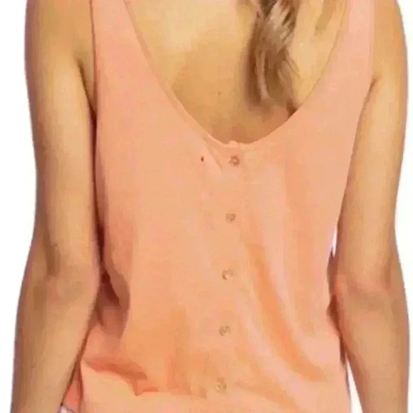 Roxy Master Lover - Buttoned Back Vest Top - Tawny Orange size Large - Picture 3 of 3